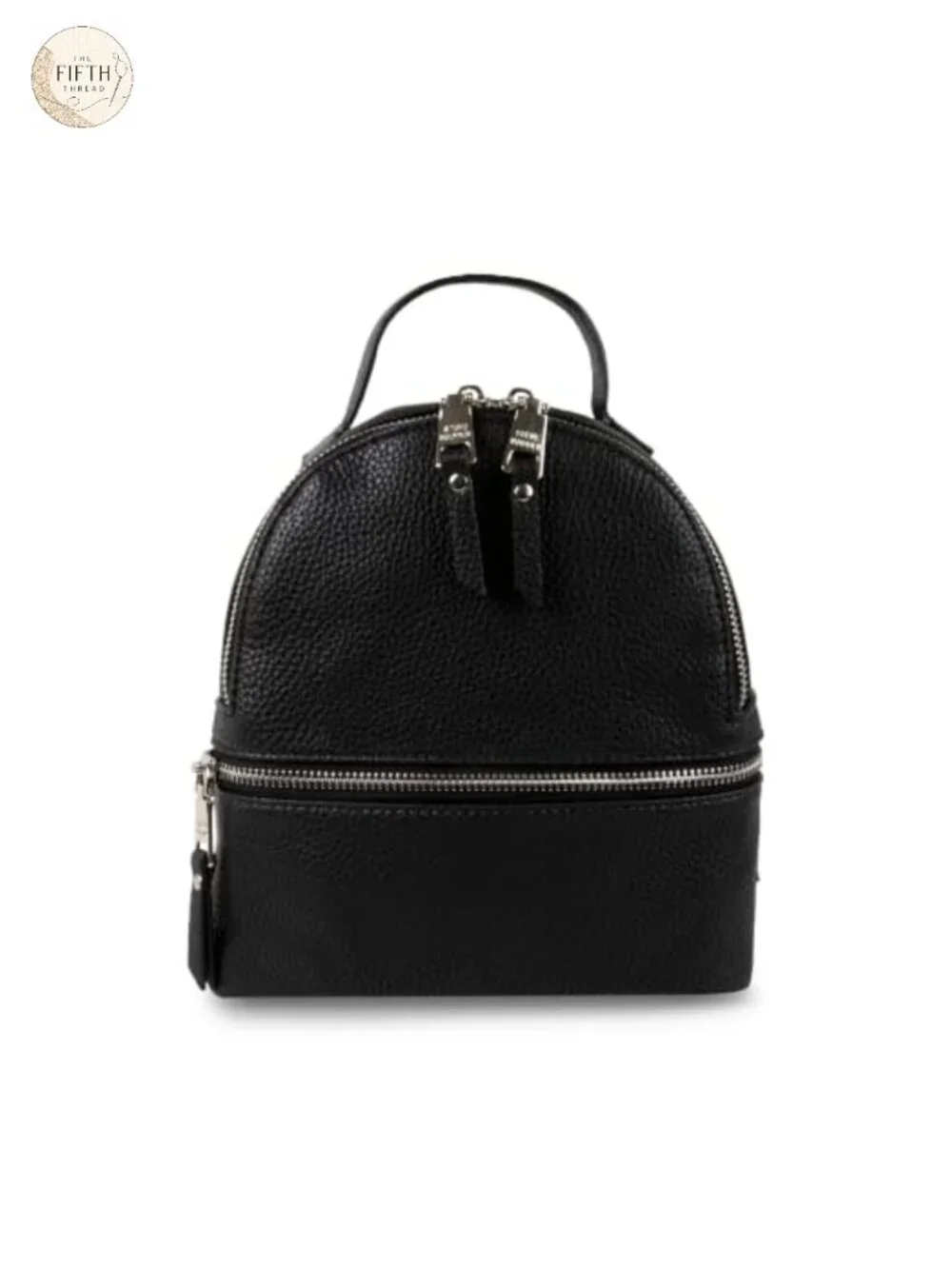 Faux Leather Daypack Backpack with Adjustable Straps, Zipper Closure, Two